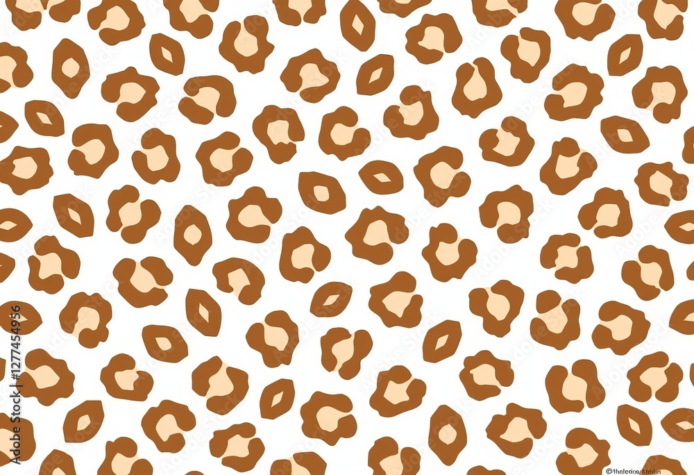 Fototapeta premium Two-Toned Leopard Print Vector Pattern: Brown and Beige Spots on White Background, Flat Design