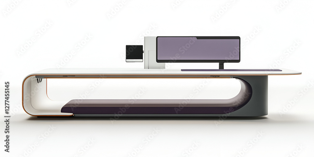 Luxury Futuristic Office Setup with Dual Monitors and Smart Desk Luxury Futuristic Office Setup with Dual Monitors and Smart Desk