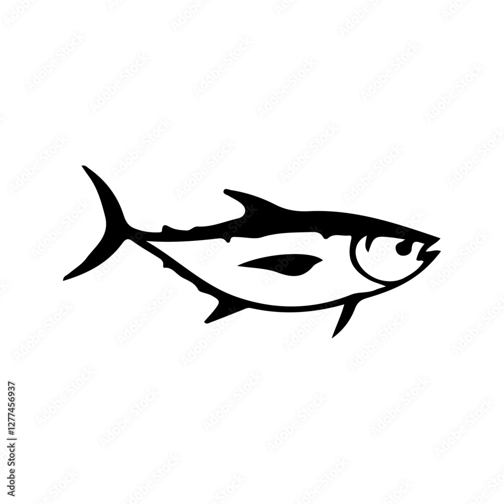 Obraz premium Tuna fish icons isolated on white background. Design elements for logo, label, emblem, sign, badge. Vector illustration.