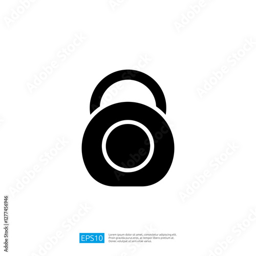 Black Padlock Icon Representing Security, Protection, and Privacy on a Clean White Background