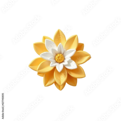 Bright Yellow and White Flower Design on a Neutral Background photo