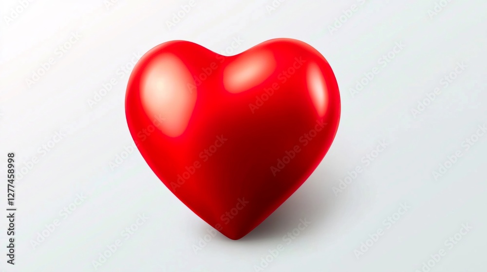 Realistic Hand Drawn Vibrant Red Heart with Beautiful Shading Realistic Hand Drawn Vibrant Red Heart with Beautiful Shading