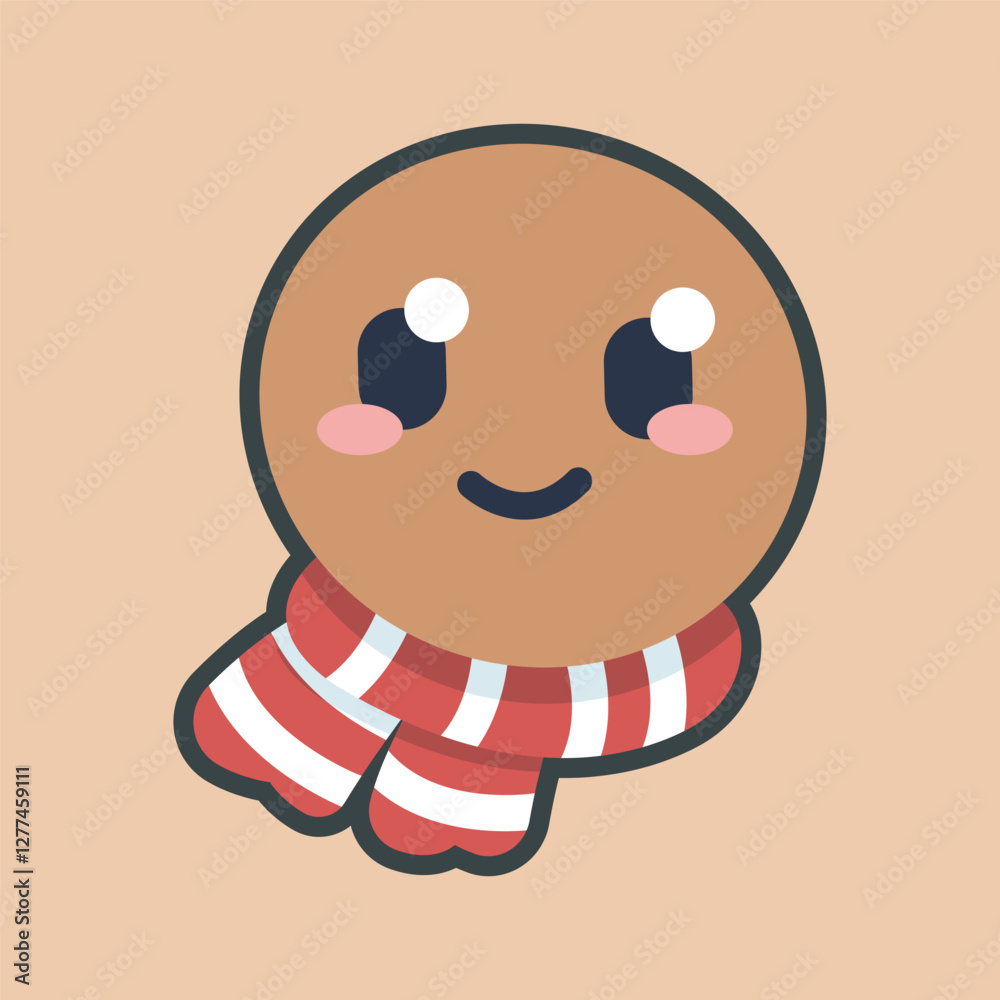 gingerbread head character with outline flat vector design gingerbread head character with outline flat vector design