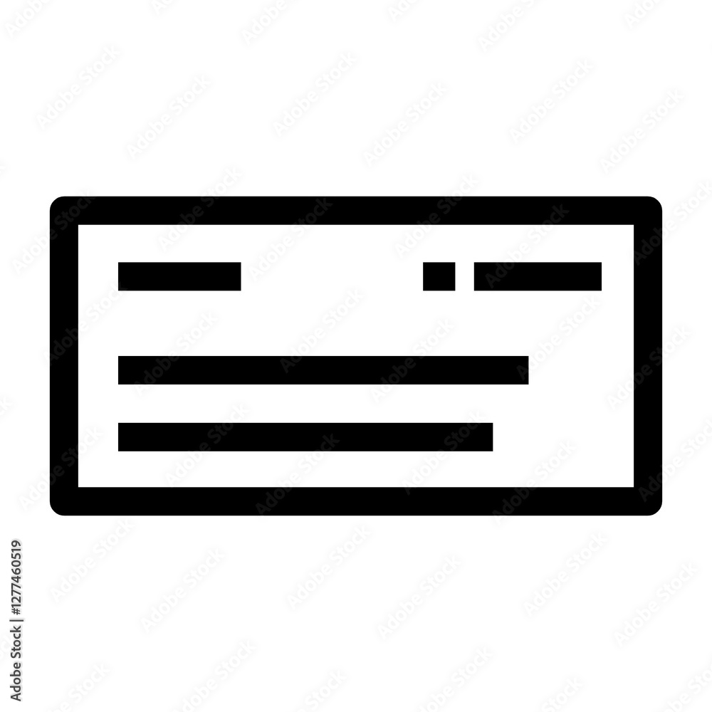 Money-check icon in black, outline style and white background Money-check icon in black, outline style and white background
