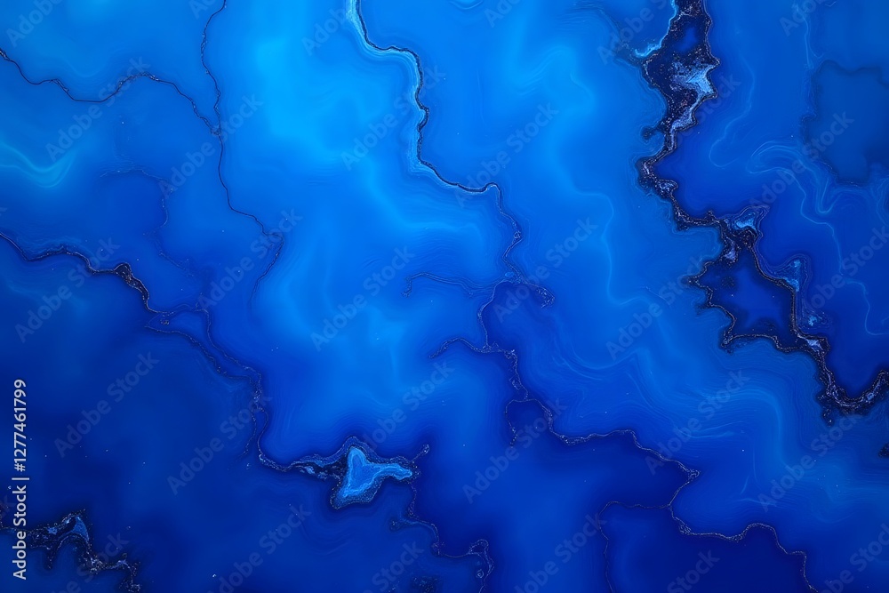 Abstract blue ocean swirl background with organic patterns and dark veins