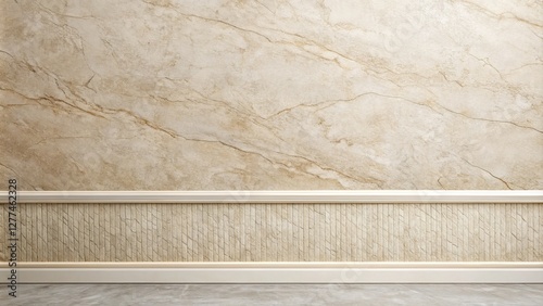 Beige Marble Wall with Baseboard and Floor Interior Design Mockup,Wall Texture, Room Decor Interior Design,Home Decor