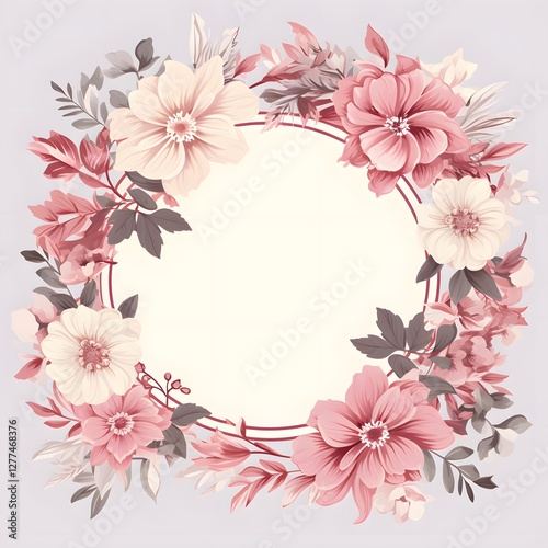 Wallpaper Mural Floral frame illustration with roses brown colour. watercolour Floral frame illustration.  Torontodigital.ca