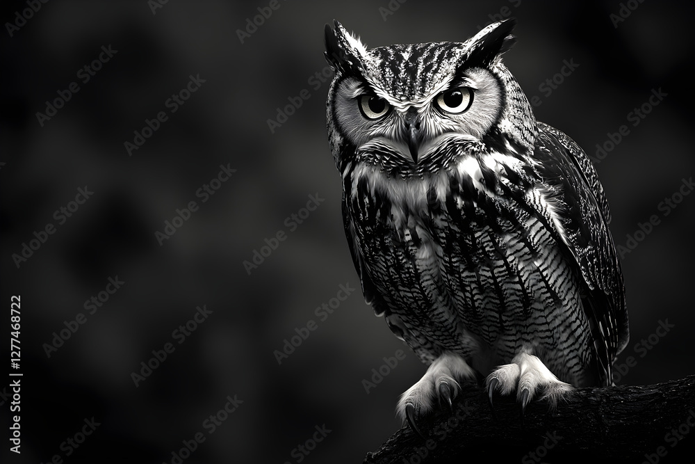 Obraz premium Enigmatic Nocturnal Owl Tattoo: A Symbol of Wisdom and Elegance in Intricate Detail