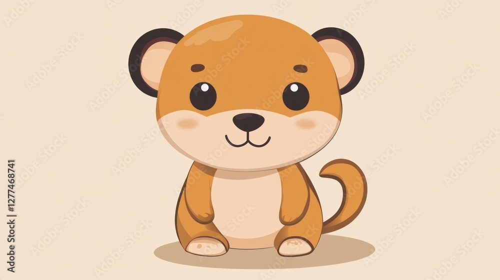 Cute cartoon animal, sitting, adorable, and friendly. Cute cartoon animal, sitting, adorable, and friendly.