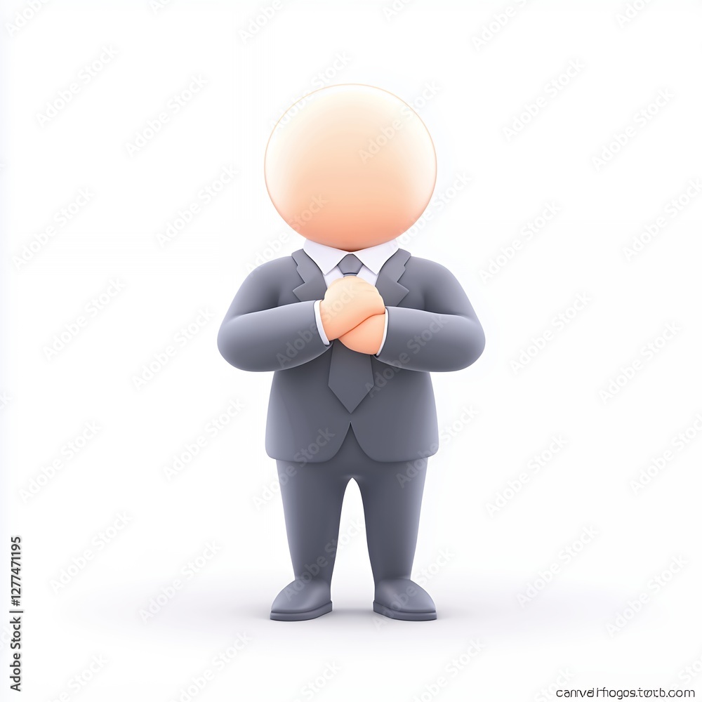 Faceless Businessman in Gray Suit 3D Render Faceless Businessman in Gray Suit 3D Render