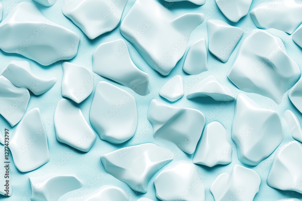 Seamless White Turquoise textured background featuring irregularly shaped, glossy, light blue stones or pebbles scattered across a soft blue surface. Seamless White Turquoise textured background featuring irregularly shaped, glossy, light blue stones or pebbles scattered across a soft blue surface.