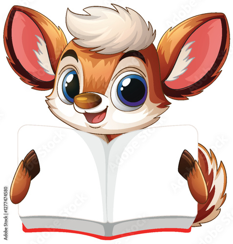 Cute Cartoon Animal Reading a Book