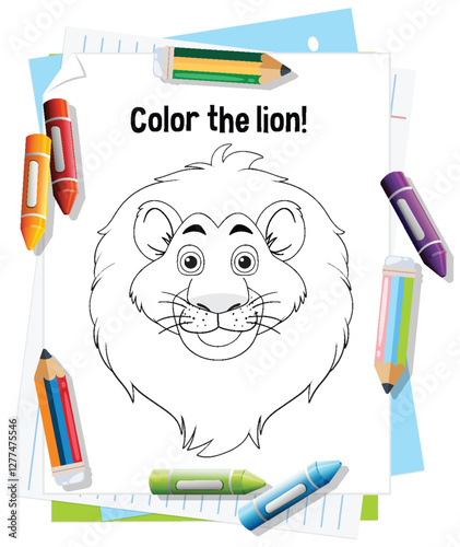 Colorful Lion Coloring Page for Kids