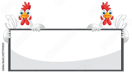 Chickens Holding a Blank Sign