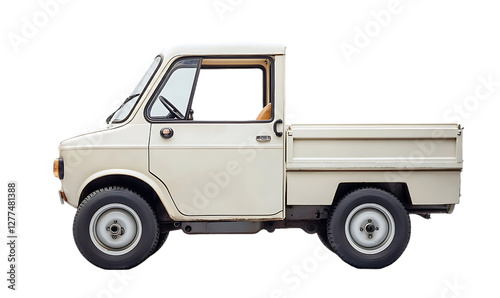 Vintage pickup truck side view, against black background.  Possible use Stock photo