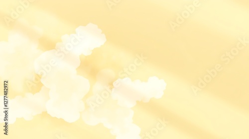 Delicate watercolor painting with volumetric lighting and a clean gold textured background. The illustration shows light beams cutting through fog, creating translucent washes, with fluid brushstrokes