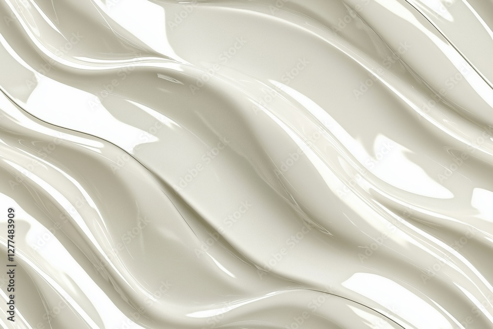 Fototapeta premium A smooth, glossy surface with flowing, wave-like patterns in a light beige color. The texture creates a sense of depth and fluidity, ideal for modern design.