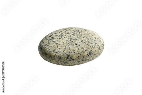 Polished oval granite stone, close-up studio shot, natural texture photo