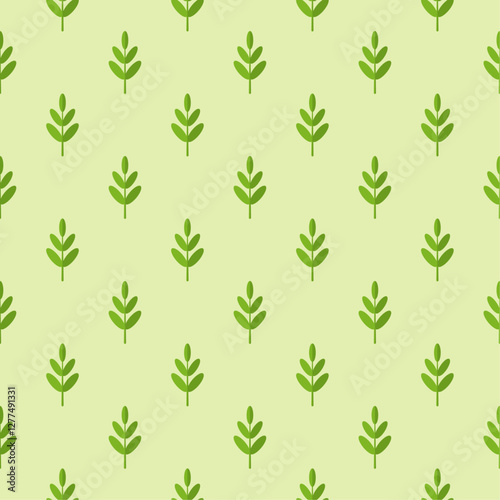 Seamless pattern green branch on green background.