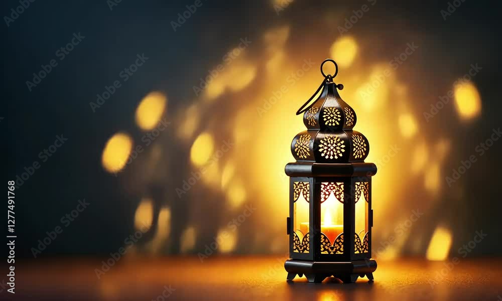 Vintage Arabic Lantern  – Antique Islamic Oil Lamp for Ramadan Decoration