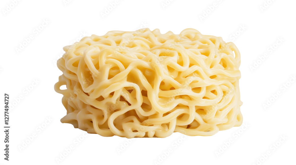 Close-up of raw, cooked noodle pile on a white background. transparent background Close-up of raw, cooked noodle pile on a white background. transparent background