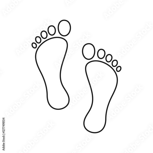 Human footprints line icon.