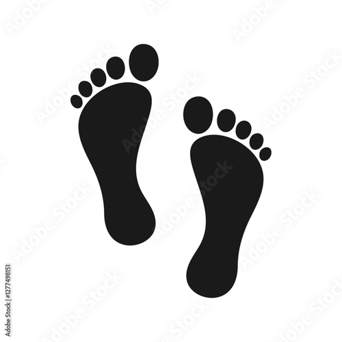 Human footprints icon on white background.