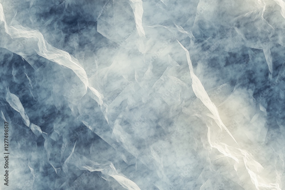 Obraz premium Seamless Clear Quartz textured abstract background featuring soft, flowing shapes in shades of blue and white, resembling crumpled paper or fabric. Ideal for artistic or design projects.