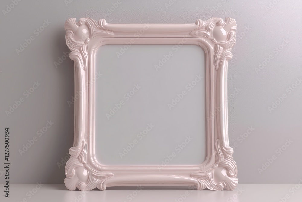 Soft blush accents on an elegant 3D frame, symmetrically resting on a clean matte surface, perfect for delicate displays. Soft blush accents on an elegant 3D frame, symmetrically resting on a clean matte surface, perfect for delicate displays.