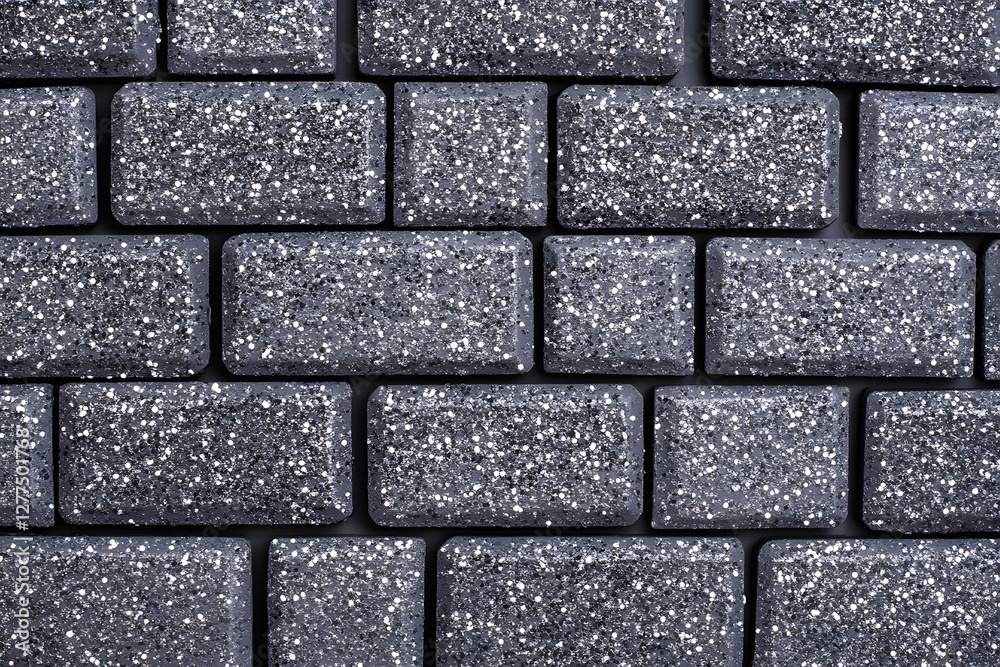 Fototapeta premium Silver Glitter-Textured Rectangular Tiles in Brick Pattern