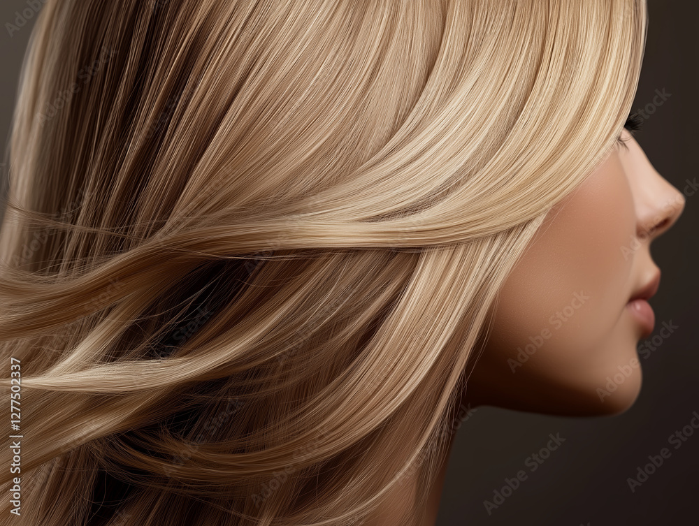 Fototapeta premium Blond model showing long healthy hair flowing in the wind