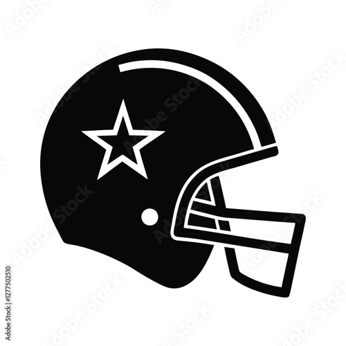 American Football Helmet Icon, Star Logo, Gridiron, Game, Sport