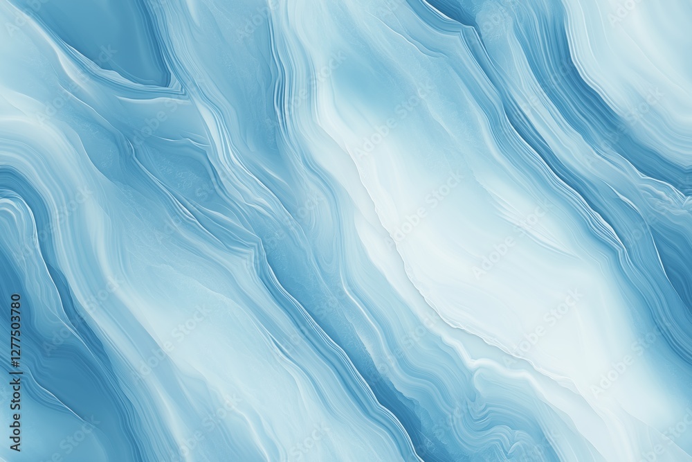 Obraz premium Seamless Blue Lace Agate smooth, abstract background featuring flowing waves of light and dark blue tones, creating a serene and calming effect.