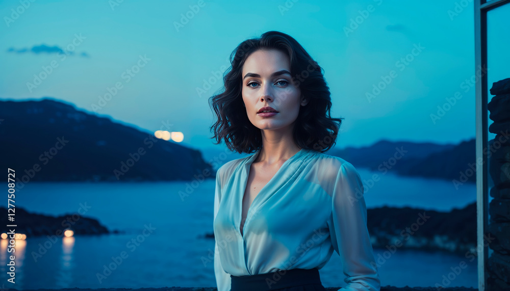 Fashion portrait of super beautiful mysterious high-born model with bright makeup on her face and sensual lips Fashion portrait of super beautiful mysterious high-born model with bright makeup on her face and sensual lips