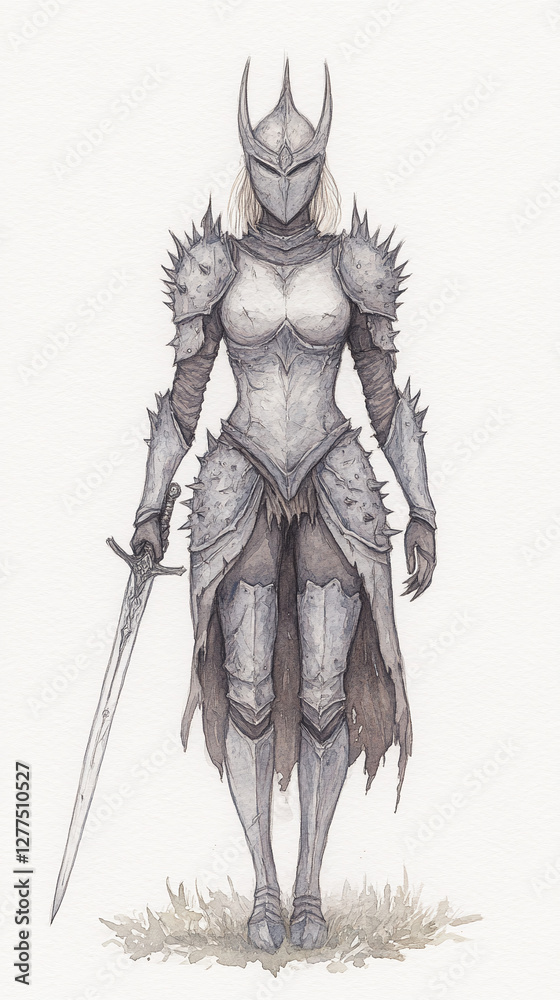 Obraz premium A Majestic Female Warrior in Armor
