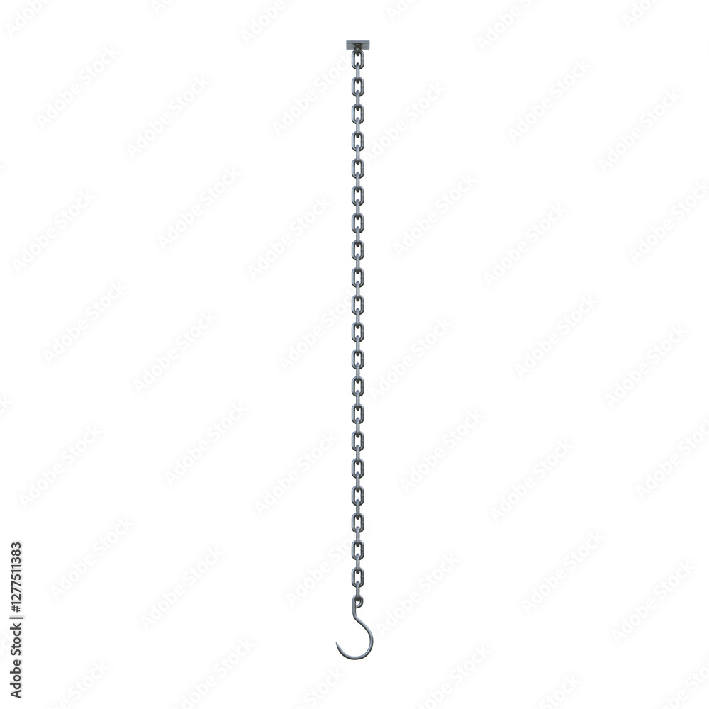 Chain With Hook, 3d illustration isolated on white background Chain With Hook, 3d illustration isolated on white background