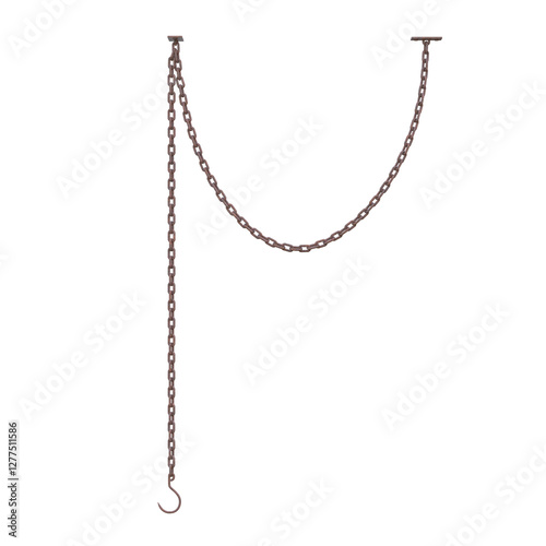 Chain With Hook, 3d illustration isolated on white background