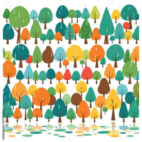 Set of Tree flat design