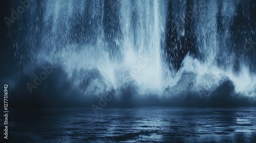 Mystical Waterfall on a dark, reflective surface.  Possible background use