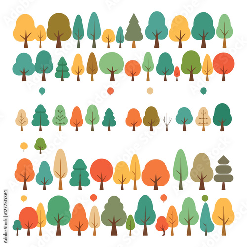 Set of Tree flat design