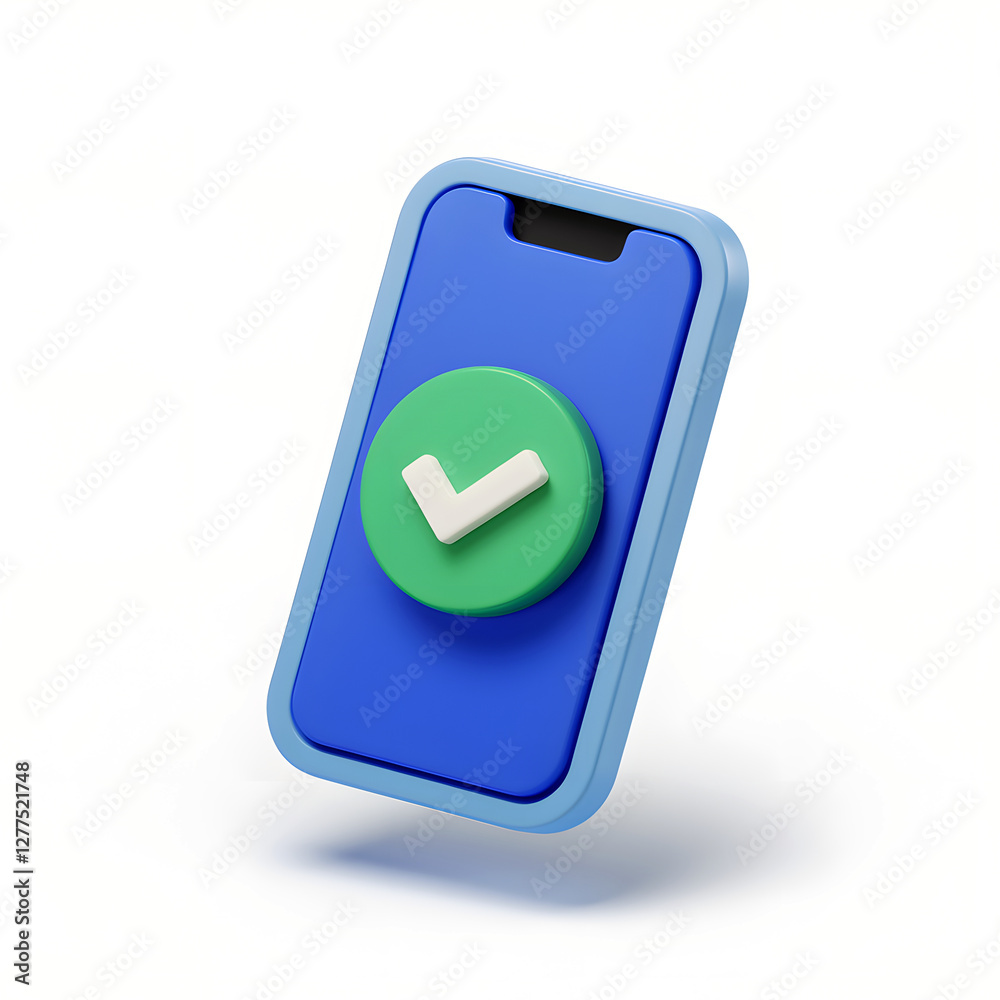 3D render of smartphone with checkmark 3D render of smartphone with checkmark