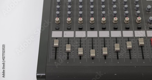 Vintage Analog Recording Console - Side Tracking 4K Shot in Professional Studio