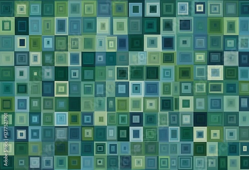 Emerald Cascade, An Abstract Arrangement of Square Reflections photo