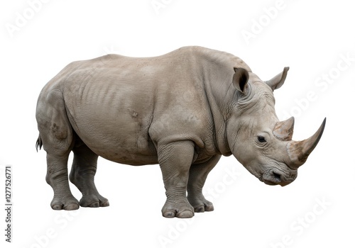 Photorealistic rhinoceros white rhinoceros side view full body