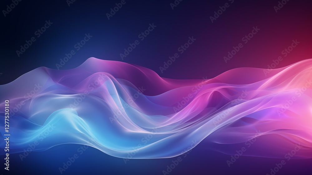 Fototapeta premium Abstract Colorful Waves of Light Blue Pink and Purple Glowing Energy Flowing Dynamic Movement Digital Art Background
