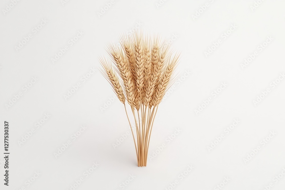 Fototapeta premium 3D wheat sheaf line design, modern and high-resolution details on white background.