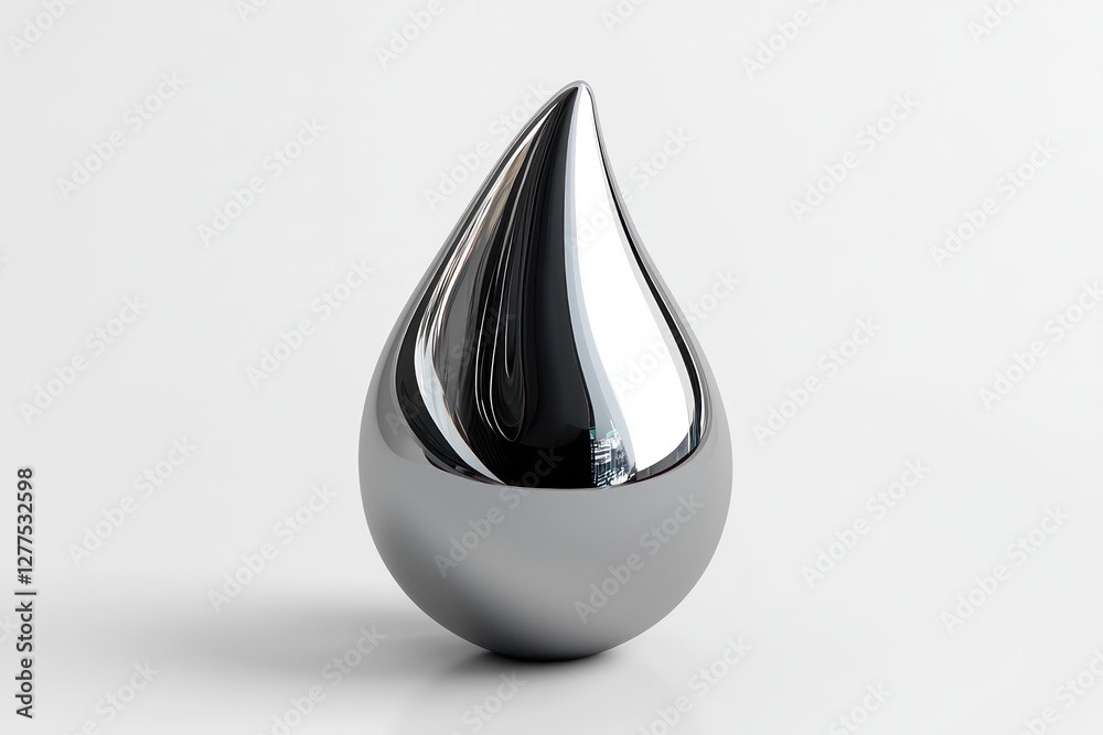 3D water drop symbol, sleek design with reflective surfaces on white. 3D water drop symbol, sleek design with reflective surfaces on white.