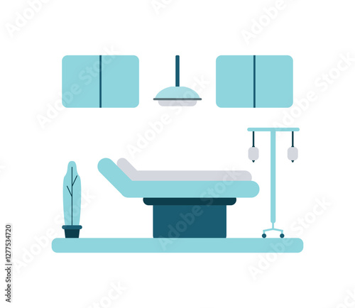 Medical examination room with bed icon