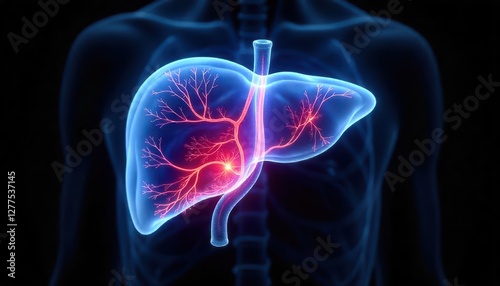 Health care medical technology. Human liver on CT or MRI Scan. Ultrasound analysis organ. Diagnosis treatment of magnetic resonance radiologist concept. 