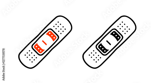 Medical bandage icon set in red and black  design